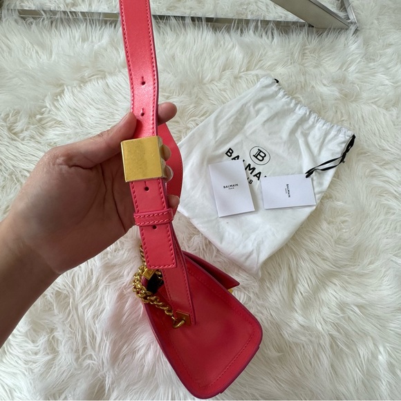 BALMAIN 1945 Soft Mini Quilted Leather Shoulder Bag in Coral 🥰 - Picture 7 of 15